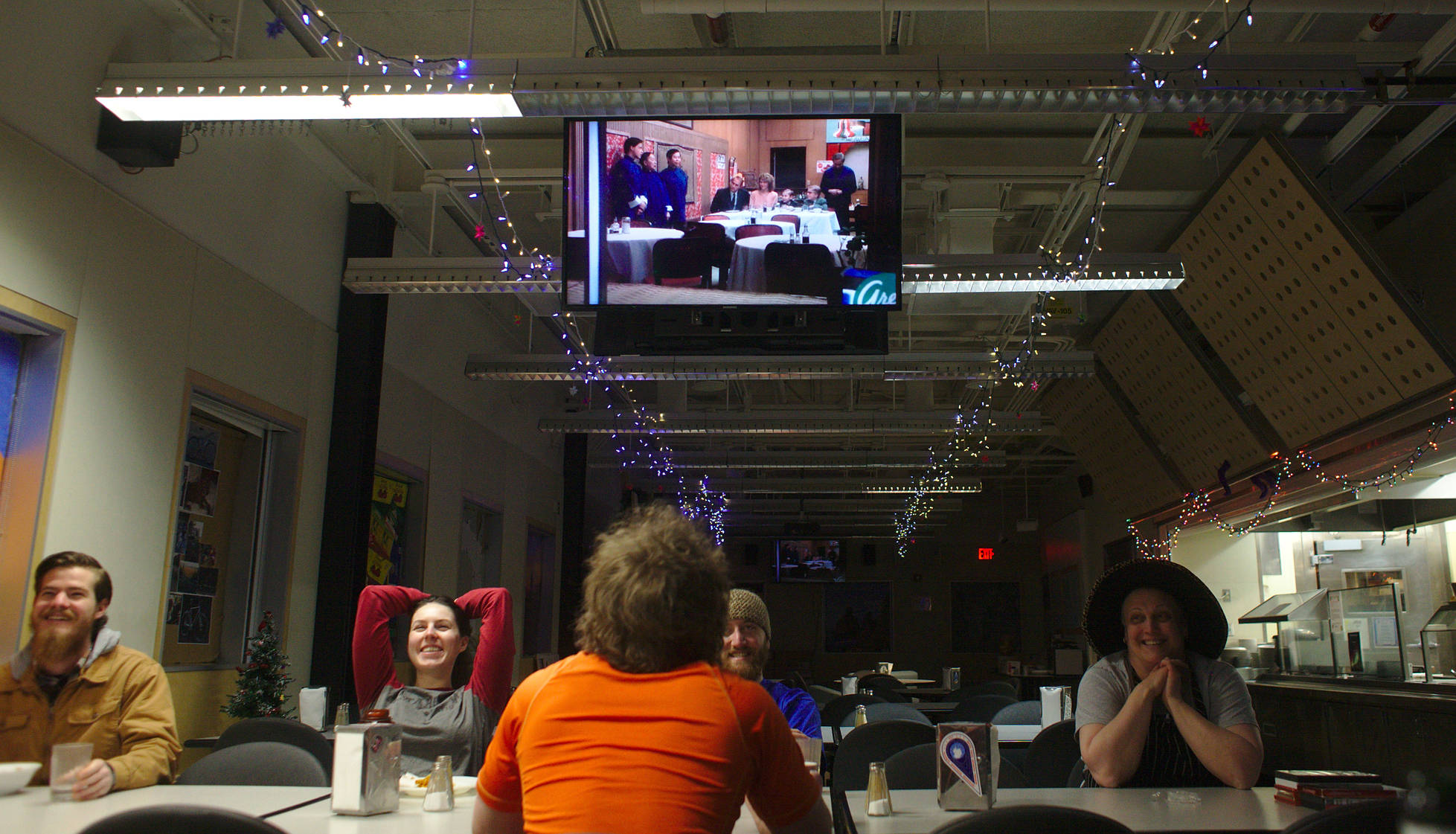 Decorated galley and Christmas movie marathon