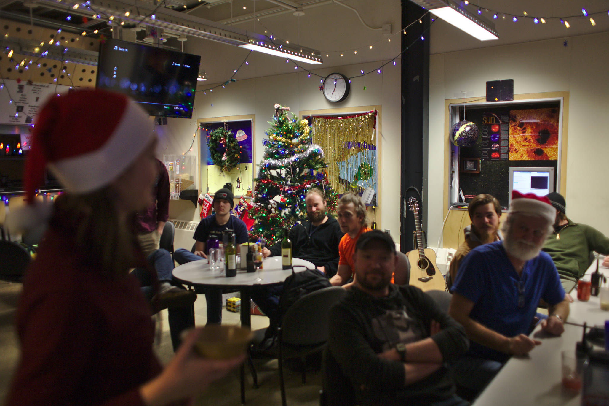 Sarah introducing the Christmas gift exchange