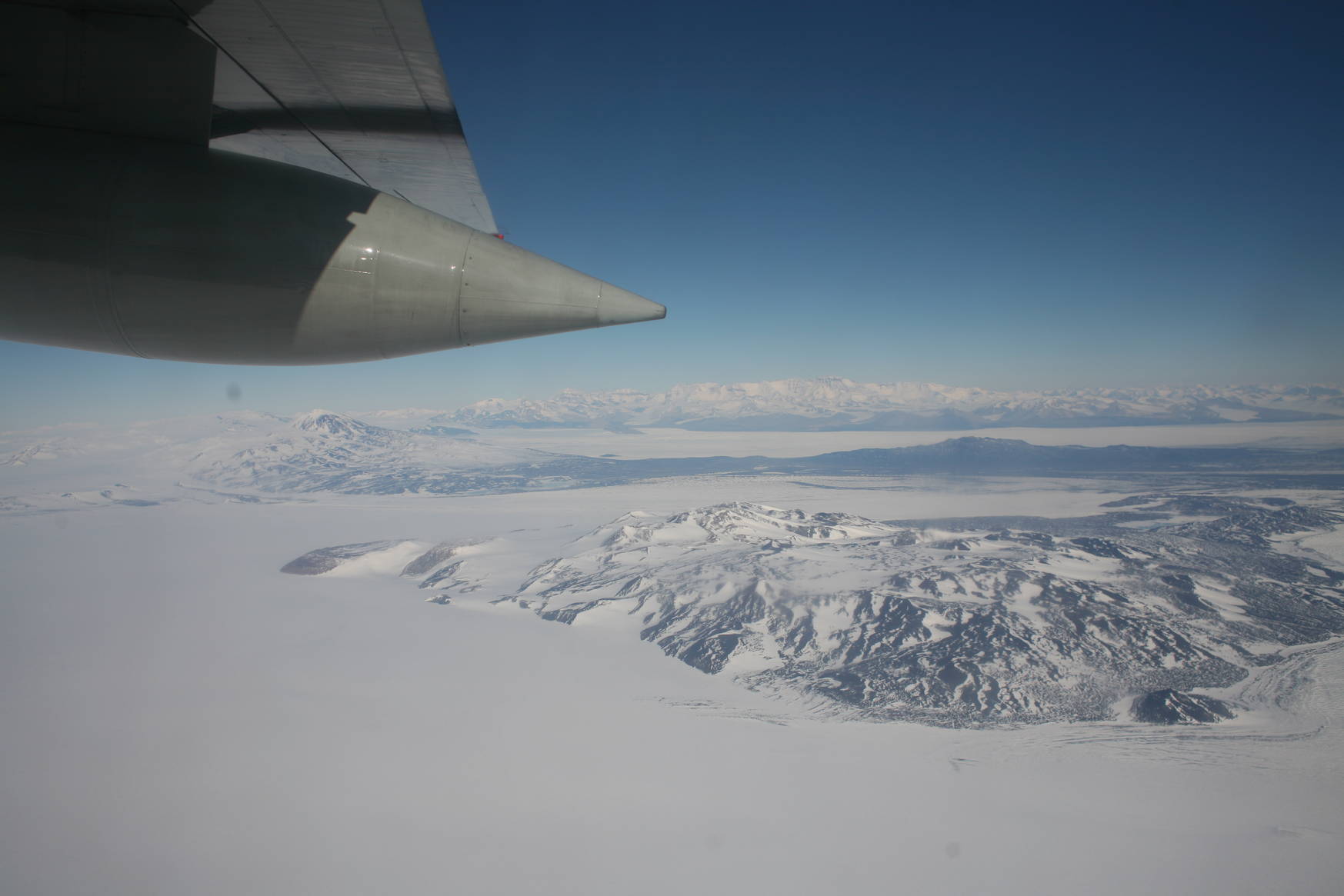 Trans-Antarctic mountains seen from the airplane.
