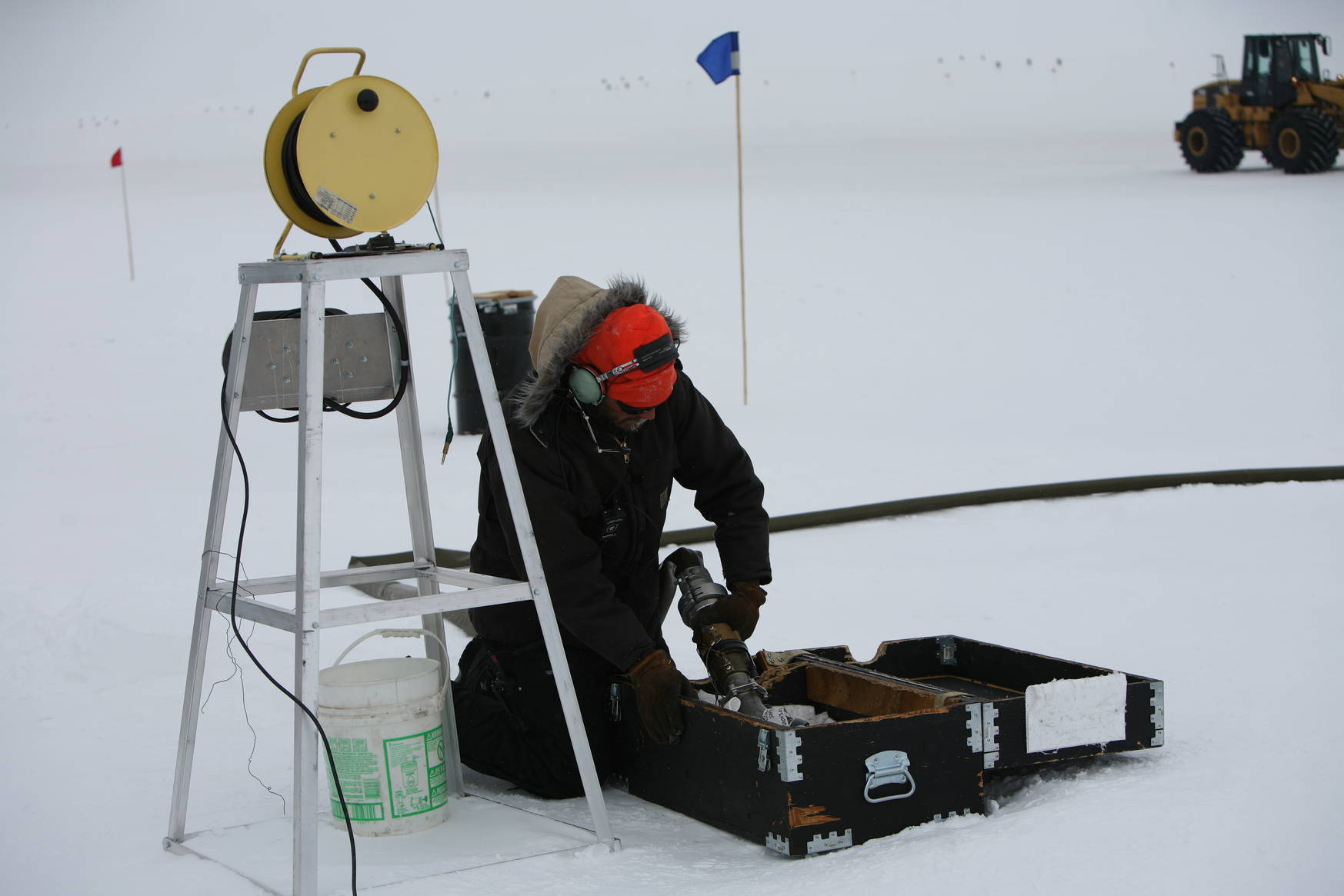 Fuel hose and nozzle. 