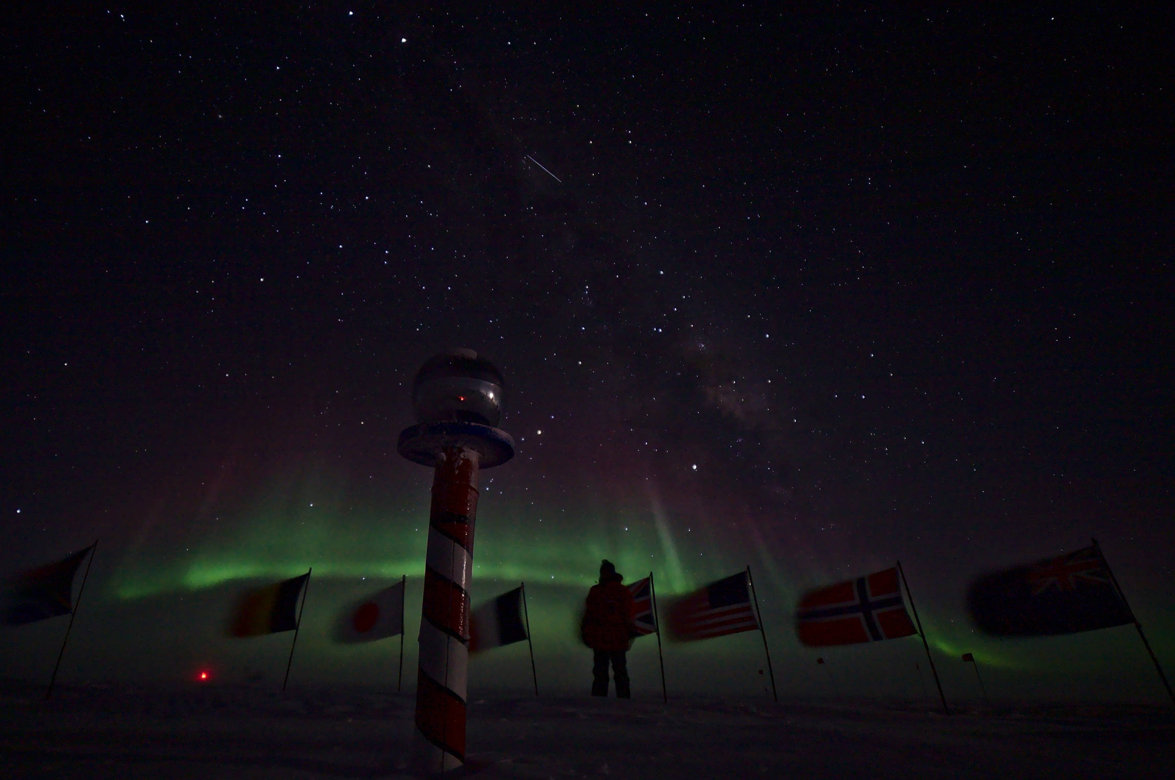 Taking a selfie at the ceremonial south pole