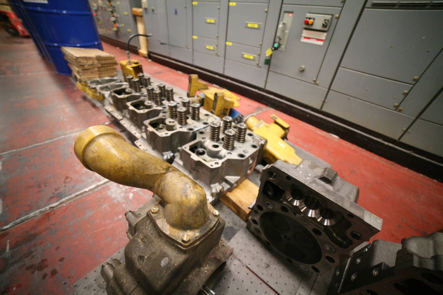 Generator parts lined up for reassemly